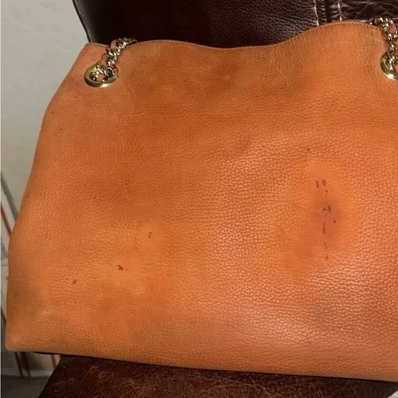 GUCCI Soho Chain Nubuck Orange Leather Tote - Picture 10 of 15